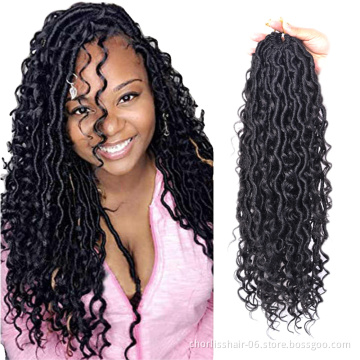 Chorliss Trendy 14/18inches Messy River Faux Locs With Curly End Boho Twist Soft Wavy Dreadlock Synthetic Braids Hair Extensions